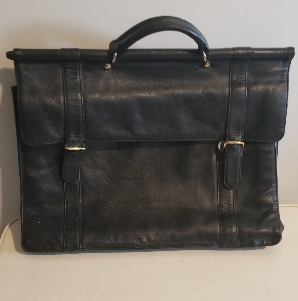 Classic Black Leather Lambskin  Womens Briefcase